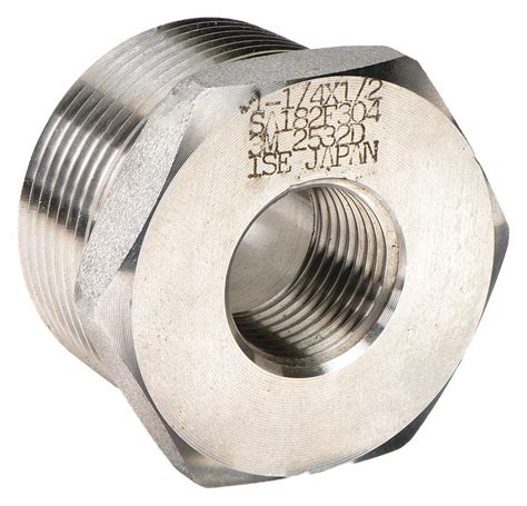 Grainger Approved 304 Stainless Steel Hex Reducing Bushing Mnpt X Fnpt 1 14 In X 12 In Pipe