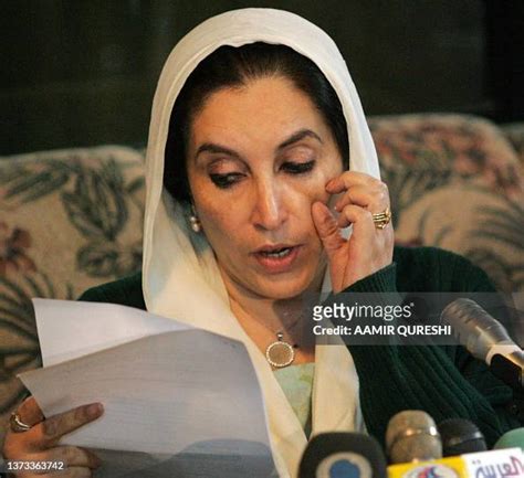 Former Pakistani Prime Minister Benazir Bhutto Gestures As She Speaks