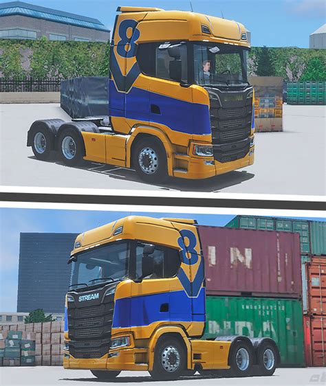 Skins Scania S Faixa Azul E Detalhe V Wtds