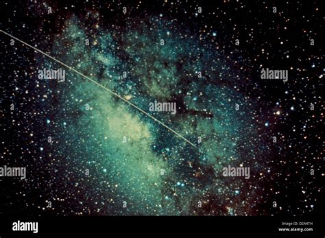 Echo Satellite Trail In Milky Way Stock Photo Alamy