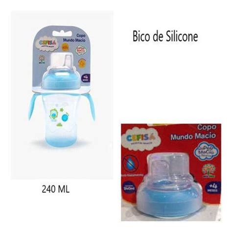 Copo Infantil Al A E Bico De Silicone Antivazamento Azul Cefisa