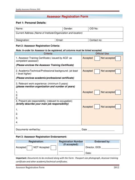 Fillable Online Assessor Registration Form Fax Email Print Pdffiller