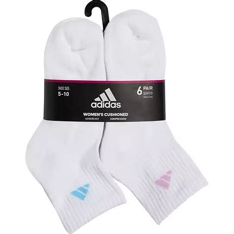 Adidas Womens Athletic Cushioned Quarter Length Socks 6 Pack Academy