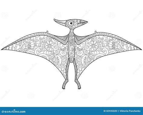 Vector Del Colorante Del Drag N Del Pterod Ctilo Para Los Adultos