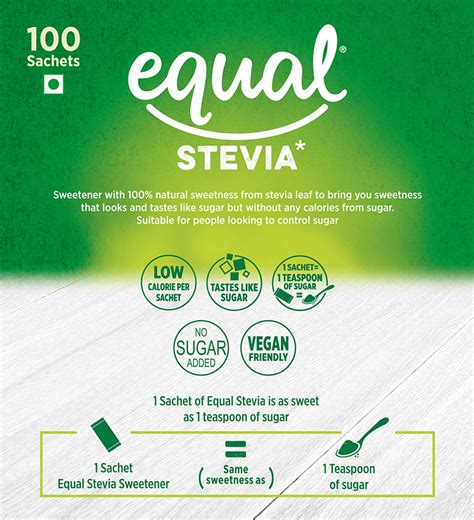 Buy Equal Stevia Natural Sweetener Sugar Free 100 Sachet Pack Of 2