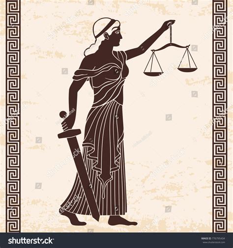 Ancient Greek Goddess Themis Holds Sword Stock Vector (Royalty Free ...