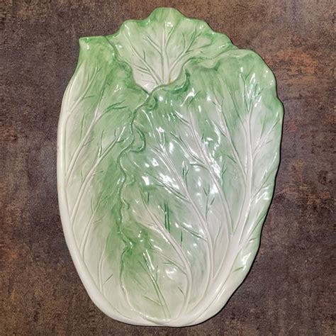 Fitz And Floyd Dining Cabbage Lettuce Leaf Majolica Plate Bright