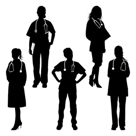 Premium Vector Female Doctors Silhouettes Vector Illustration