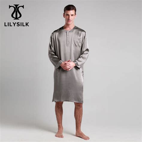 Lilysilk 100 Silk Robe Nightshirt Sleepwear Men Bathrobe Kimono 22