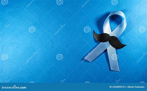 November Prostate Cancer Awareness Month Blue Ribbon Stock Photo