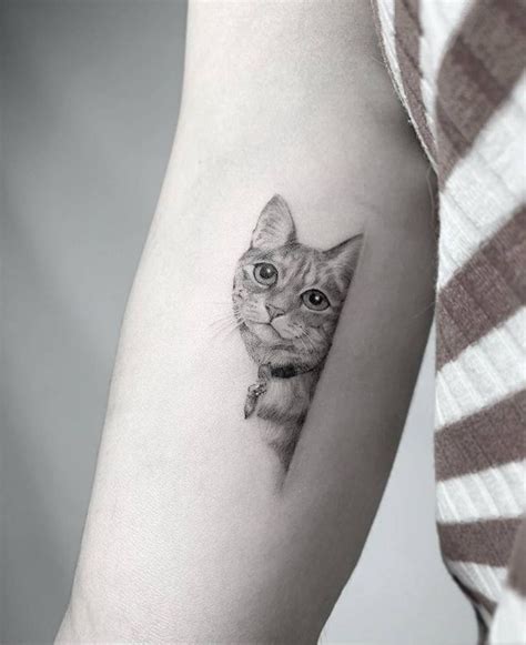 Micro Realistic Cat Portrait Tattoo On The Inner Arm Cat Tattoo