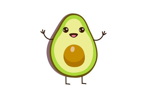 Half An Avocado Character With Kawaii Fa Graphic By Pch Vector