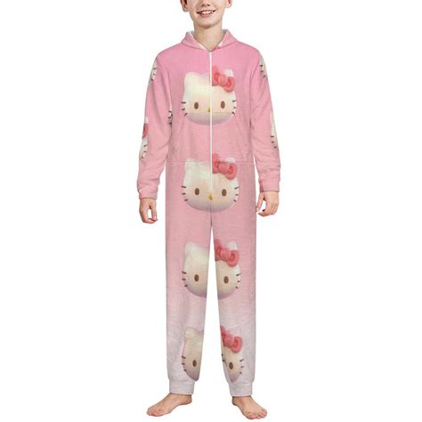 Cartoon Flannel one-piece pajamas Warm family clothing with pockets for