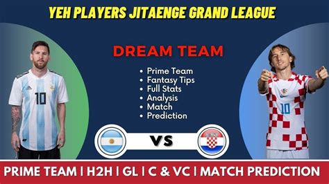 ARG Vs CRO Dream 11 Football Team Argentina Vs Croatia ARG Vs CRO