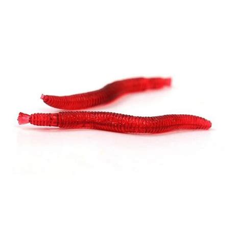 50x Red Earthworm Soft Worm Fishing Lures Bait Hooks Baits Tackle