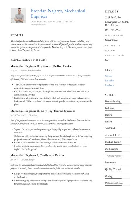 Mechanical Engineer Resume Example | Mechanical engineer resume ...