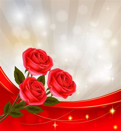 Valentine`s Day Background. Red Roses And Gift Red Stock Vector ...