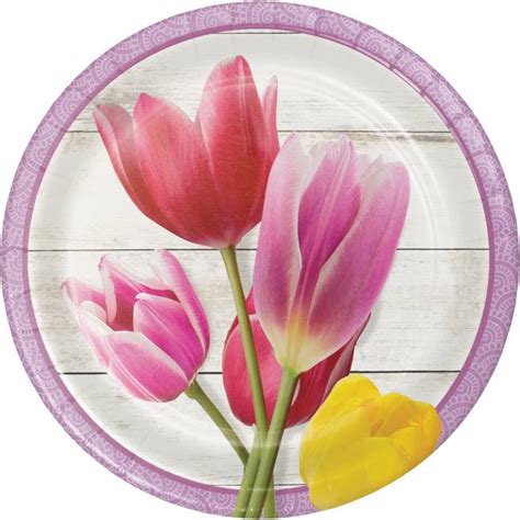 Beautiful Tulip Blossoms 7 Inch Plates Party At Lewis Elegant Party