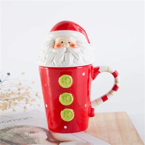 Zot Christmas Mugs Santa Snowman Milu Penguin Shape Christmas Coffee Ceramic Mug With Lid