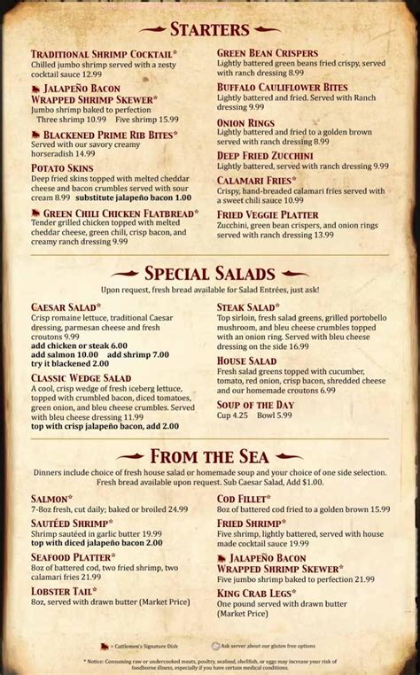 Menu At Cattlemen S Steakhouse Lounge Show Low