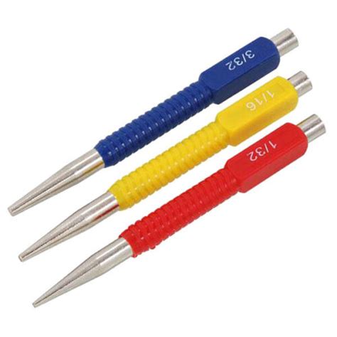 3pc Nail Punch Set Brads Tacks Colour Coded Soft Grips Heat Treated Steel 5 Ebay