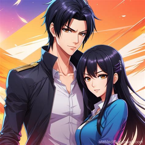 Tall Male With Female Anime Character Having Black Hair Stable