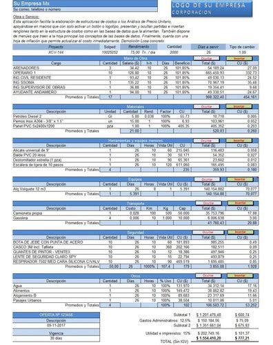 Plantilla An Lisis De Precios Unitarios Excel Macros Video Meses