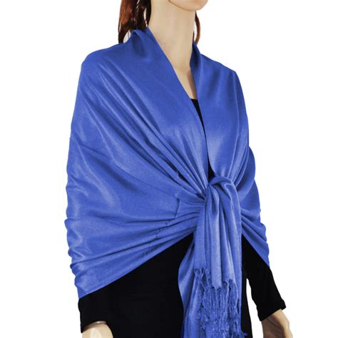 Solid Silky Wedding Pashmina Royal Blue Wholesale Scarves City