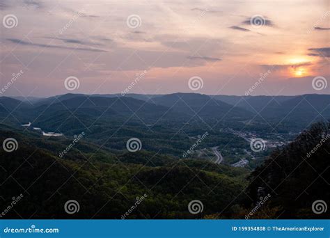 Blue Hour Sunset View Of Middlesboro Fern Lake Mountains