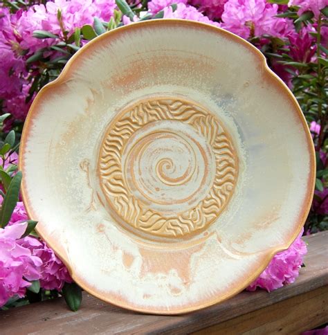 Handmade Pottery Serving Platter Hand Thrown Carved Pottery Serving Platter