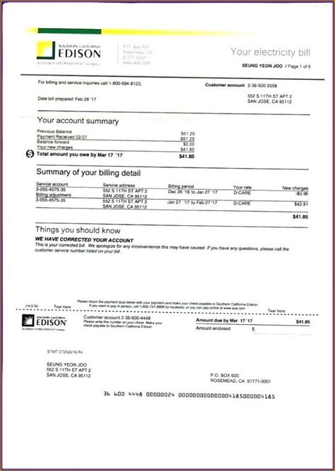 Printable Editable Blank Utility Bill Template