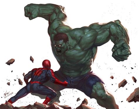 The Hulk Vs Spider Man By In Hyuk Lee Marvel Comics Art Comic Art