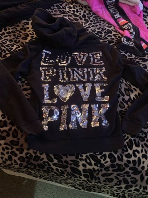 Victorias Secret Pink Bling Zip Up Hoodie Pink Bling Pink Secret Pink