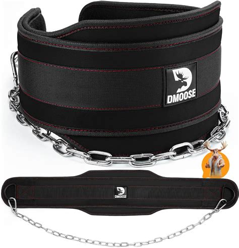 Dmoose Fitness Neoprene Dip Belt With Chain For Weight Lifting Pull