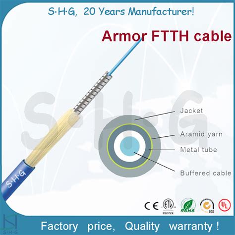 Core Fiber Indoor Armor Armoured Ftth Fiber Optic Cable