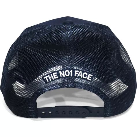 The No1 Face Trusts No1 Suede Navy White Logo Navy Blue Trucker Hat