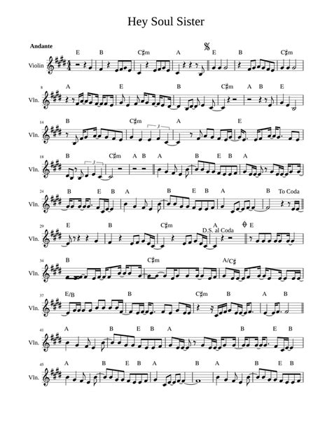 Hey Soul Sister Sheet Music For Piano Violin Solo