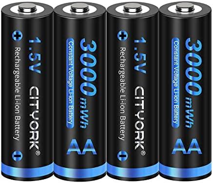 Cityork Lot De Piles Aa Rechargeables V Mwh Aa Lithium Ion