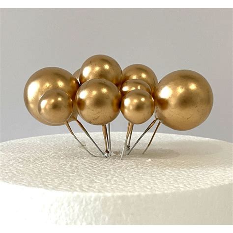 Gold Ball Toppers Assorted Diameters X10 Planète Gateau