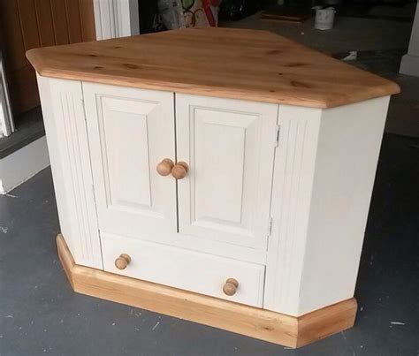 Shabby Chic Pine Corner Tv Cabinet In Autentico Chalk A Paint In The