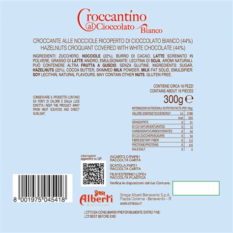 Croccantino Al Cioccolato Bianco 300 G Strega Alberti Store