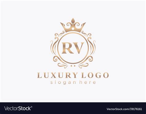 Initial Rv Letter Royal Luxury Logo Template Vector Image