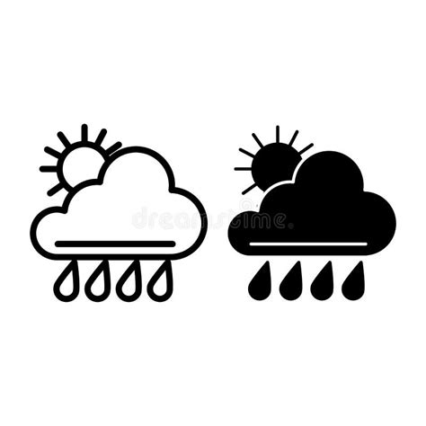 太阳和雨线象 天气在白色隔绝的传染媒介例证 气象学概述样式设计，设计为 向量例证 插画 包括有 阿帕卢萨马 气象学 127522686