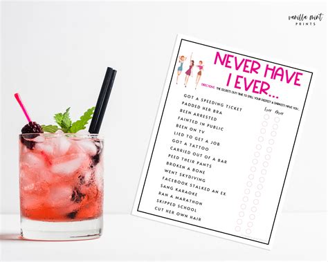 Never Have I Ever Game Ladies Night Party Games Fun Girls Etsy