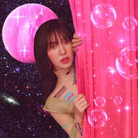 Woman Behind Pink Curtain with Bubbles and Stars