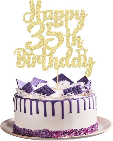 Gyufise 1pc Happy 35th Birthday Cake Topper Glitter 35