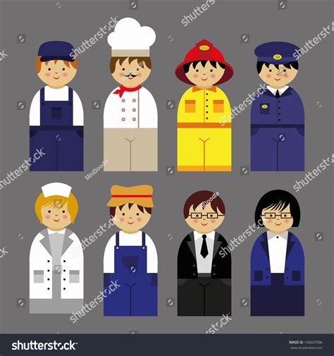 Vector Illustration Set People Occupations Icons Stock Vector Royalty