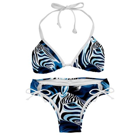 Zebra Stylish Bikini Set With Detachable Sponge And Adjustable Strap