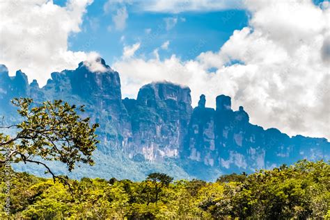 View Of Auyan Tepui From The Carrao River On The Way Laguna De Canaima