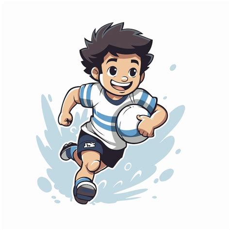 Ilustración de un jugador de rugby corriendo con la pelota en fondo